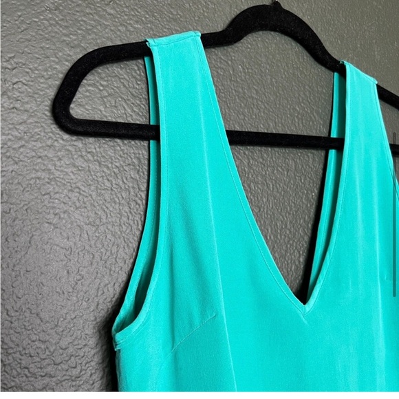 Yumi Kim Jane Sweetheart Bow Dress Teal Blue Shift Silk Mini Dress M - Picture 3 of 10